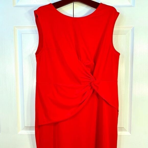 RED SLEEVELESS ROUND NECK SHEATH SIZE XL - Picture 1 of 5